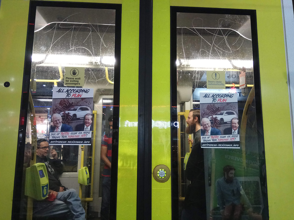 Posters on tram